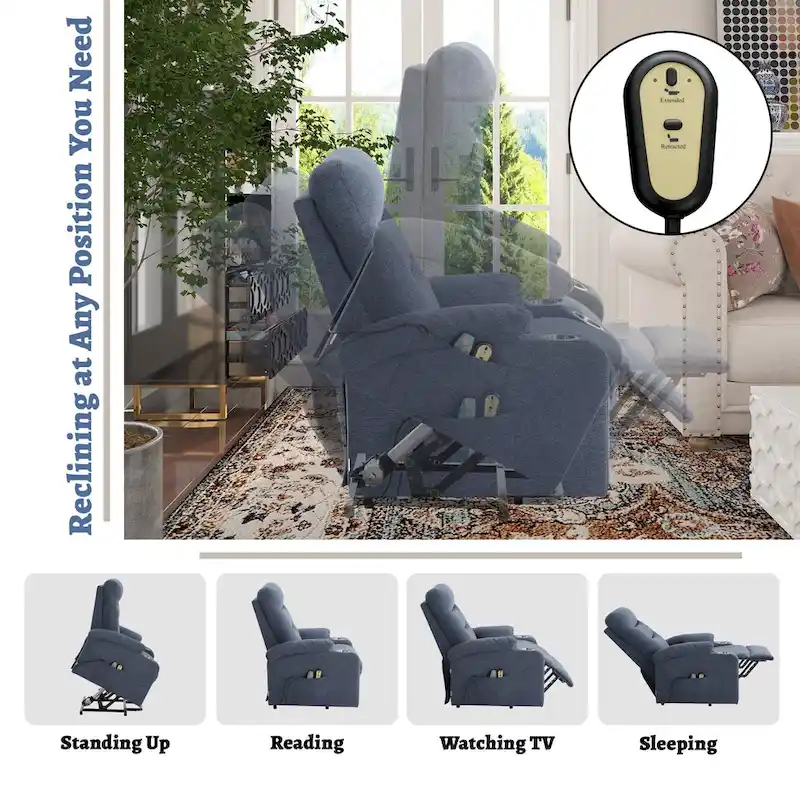 Clihome Soft Upholstered Electric Massage Recliner with Cup Holder