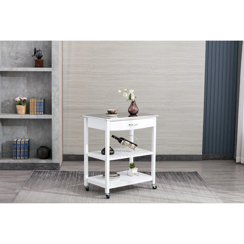 Holland Kitchen Cart With Stainless Steel Top