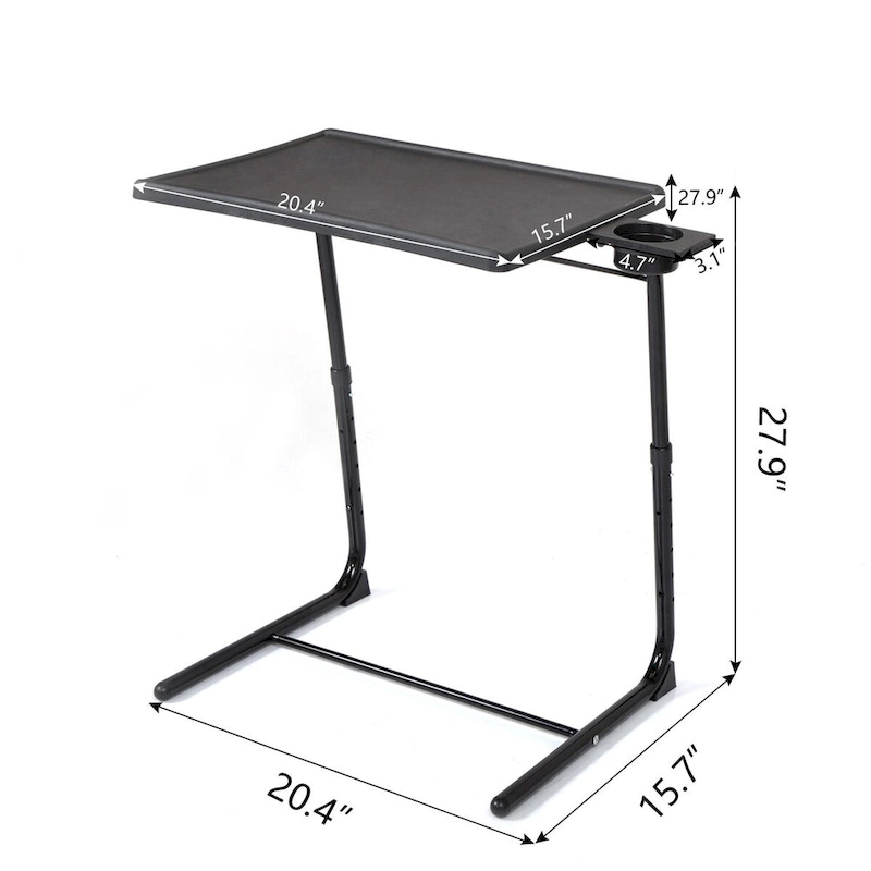 Folding TV Tray Laptop Table End Table Height Adjustable Cup Holder