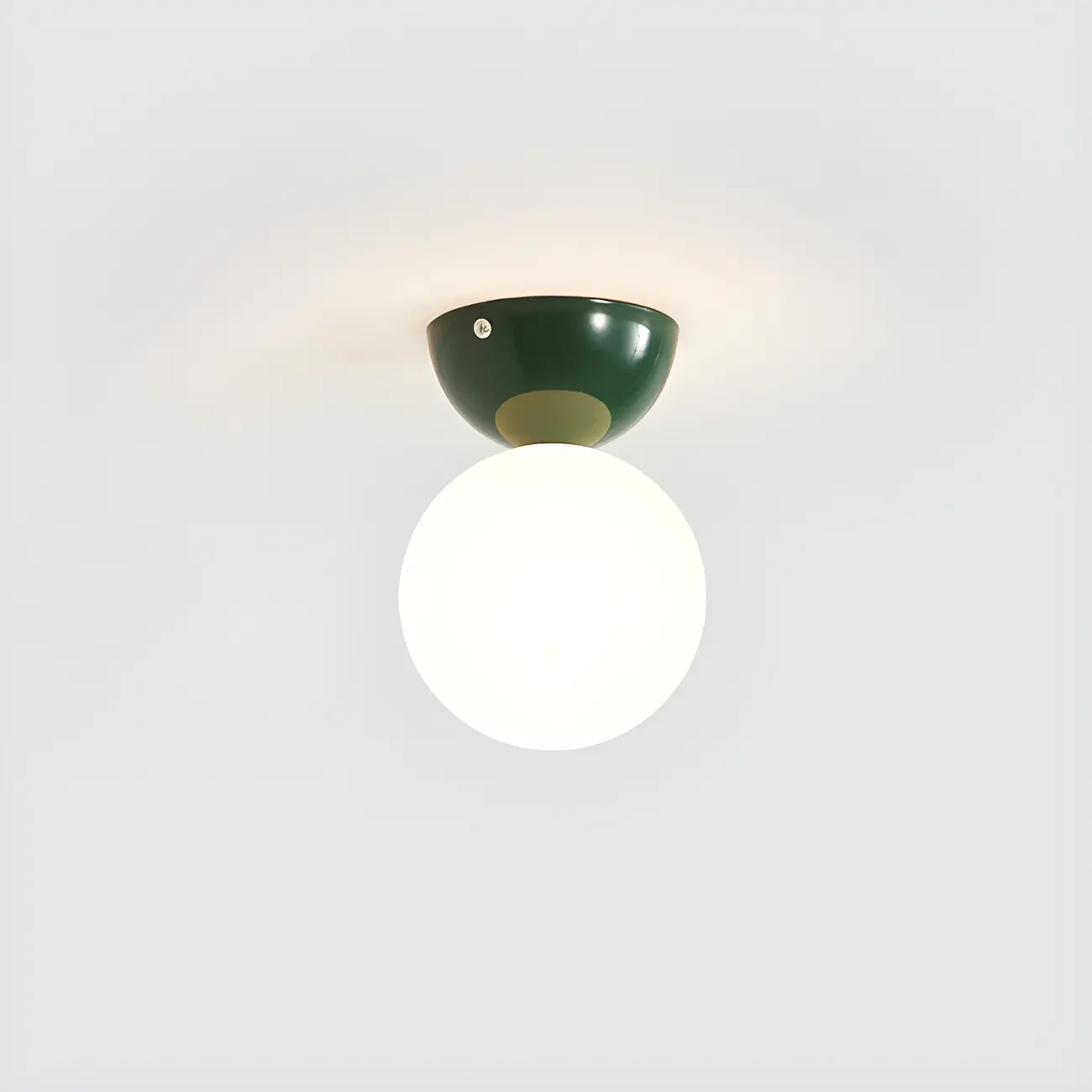Simple White Ball Shade Metal Semi Flush Ceiling Light