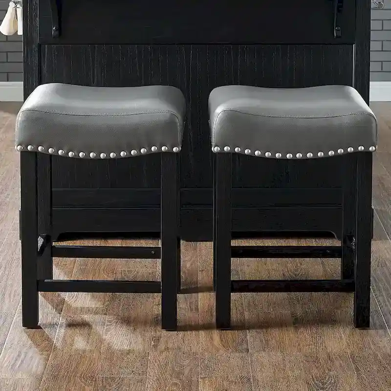 Steve Silver Ariana Gray Faux Leather Counter Stool - Set of 2