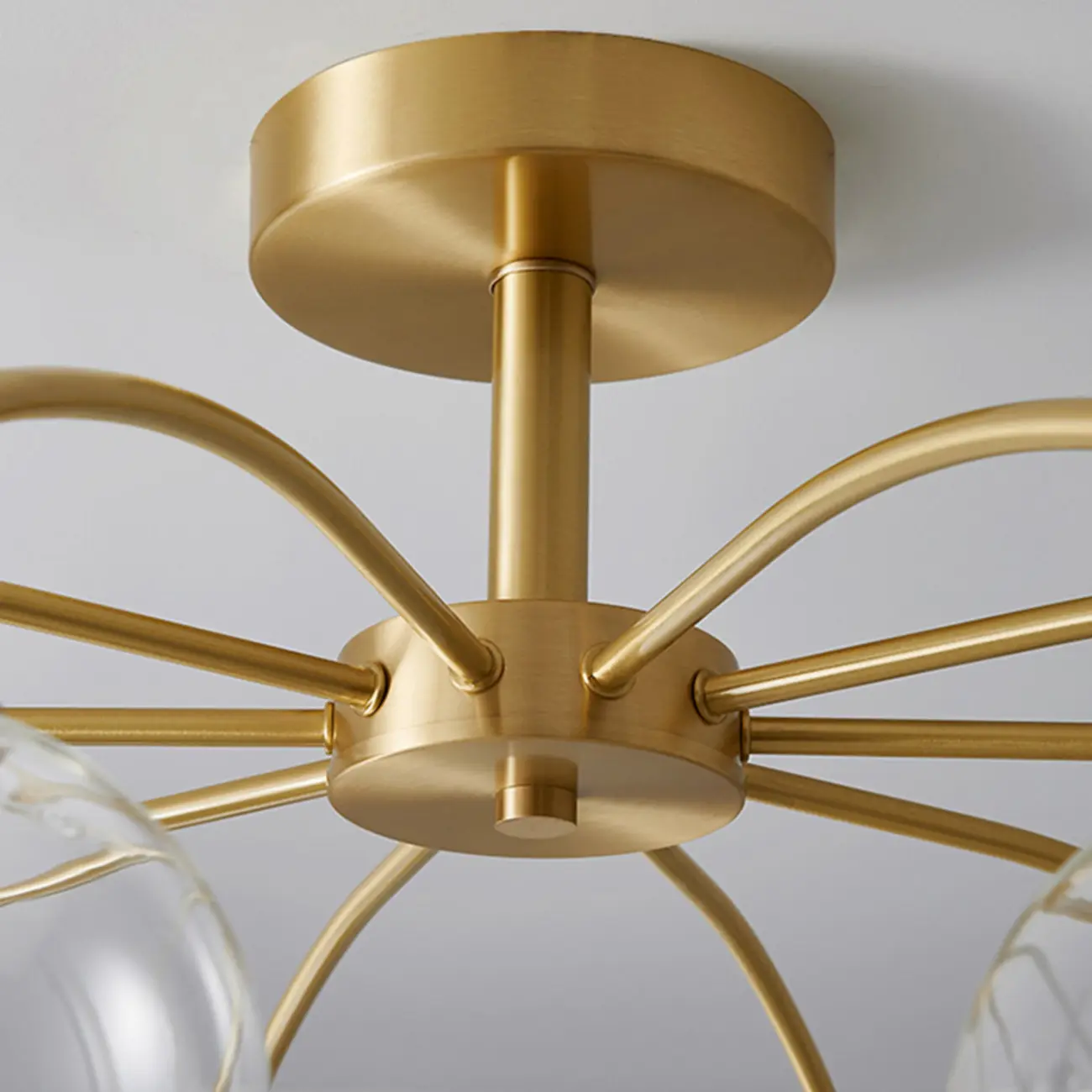 Classic Large Globe Glass Golden Semi Flush Mount Ceiling Light