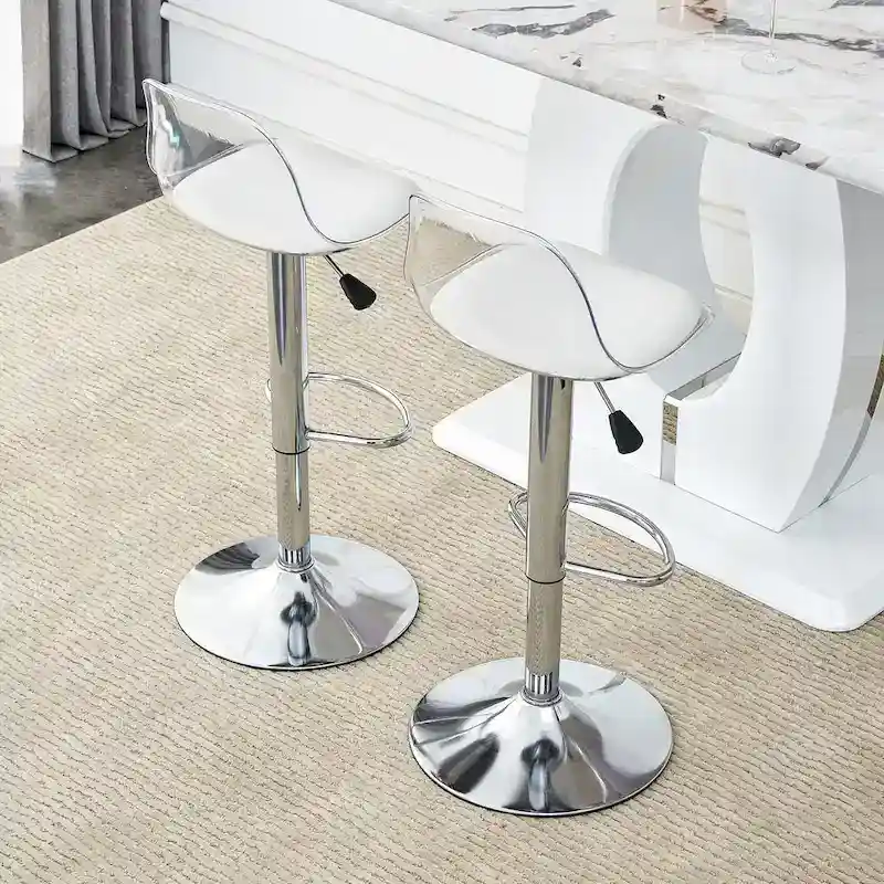 Swivel Bar Stools Set of 2, Counter Height Barstools with Backrest, Dining Room Chairs with Footrest and PU Seats