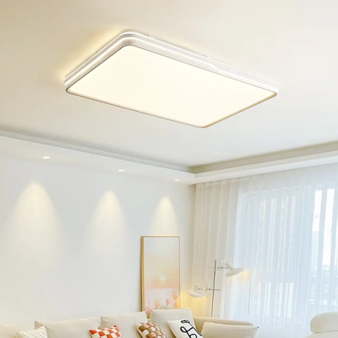 Dimmable LED Flush Ceiling Light for Living Room With Shade