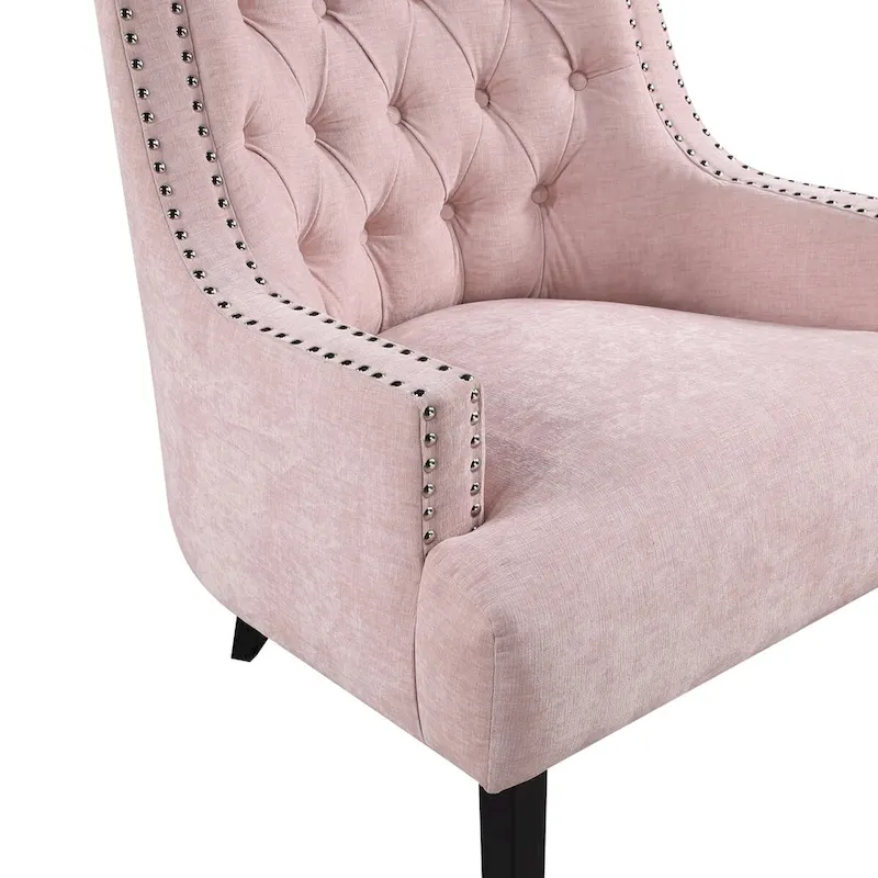 Modern Traditional Accent Chair Chenille Upholstery Button-Tufted Solid Wood 1pc Living Room Furniture