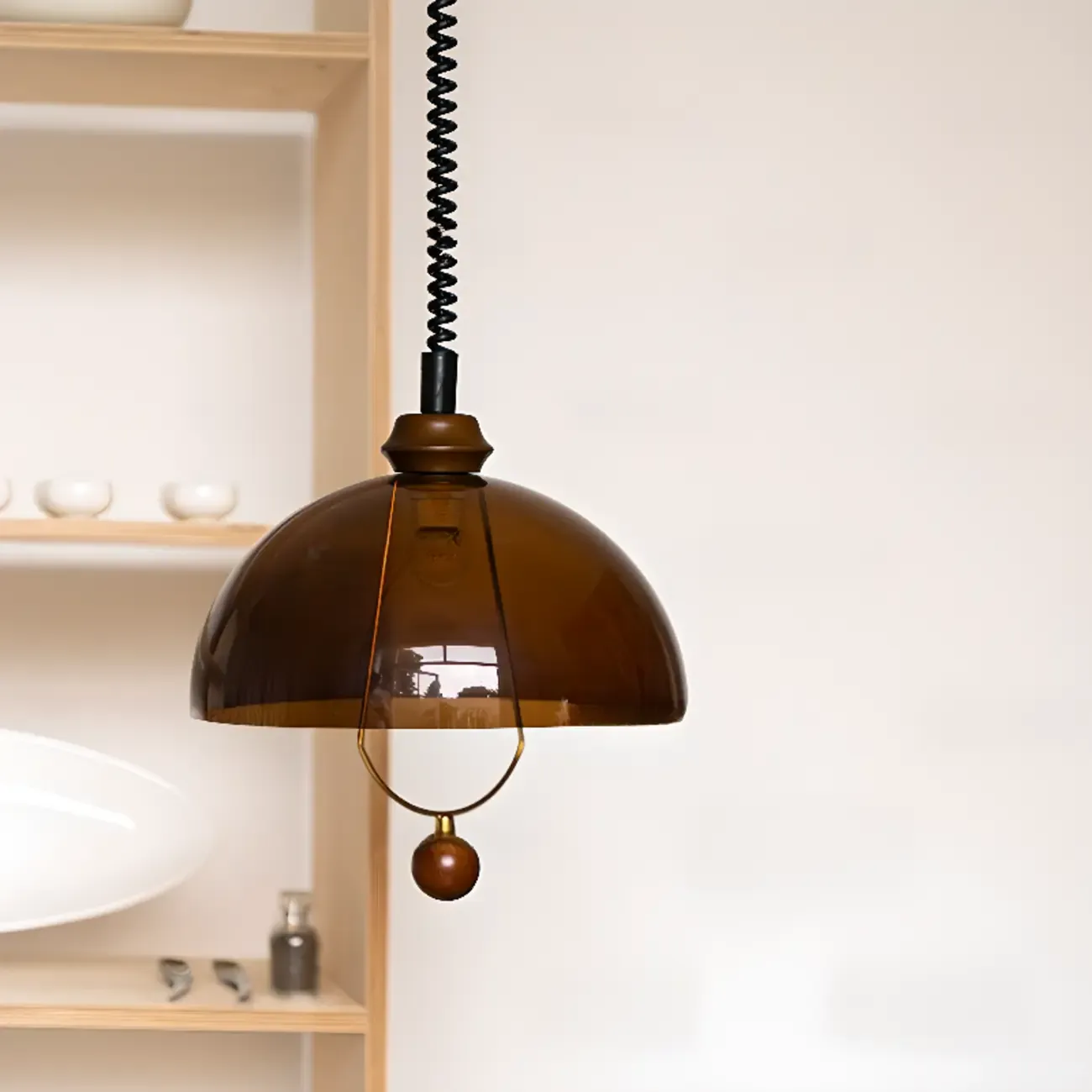 Modern Brown Dome Adjustable Pendant Lighting