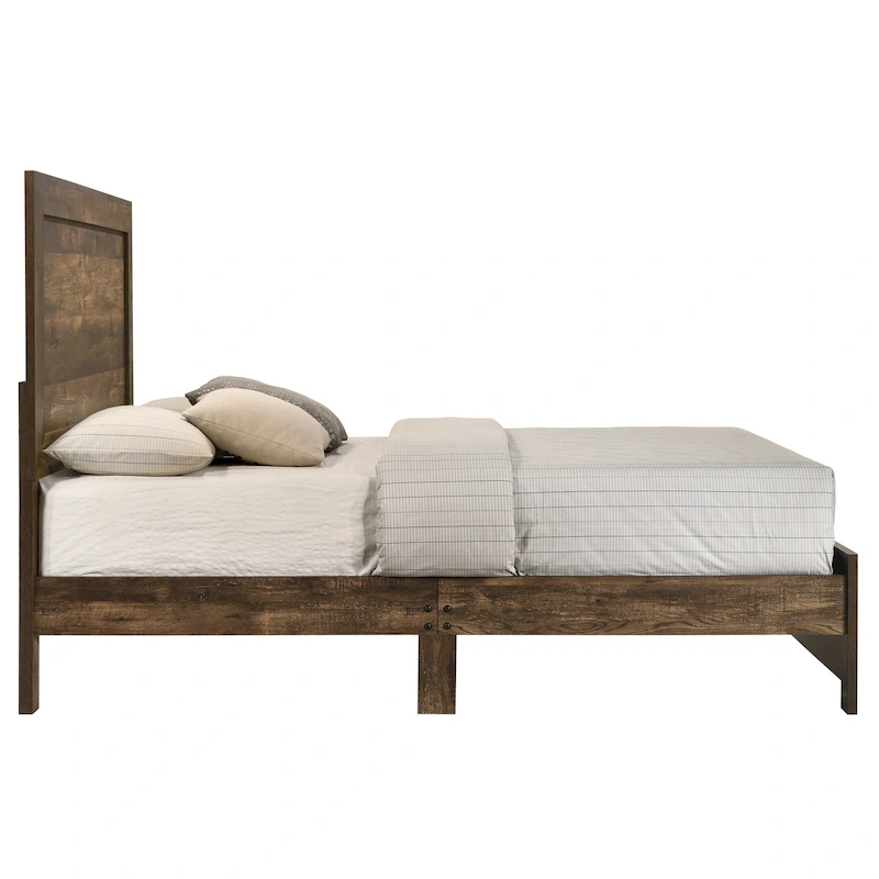 Furniture of America Greer Rustic Walnut Panel Wood Bed