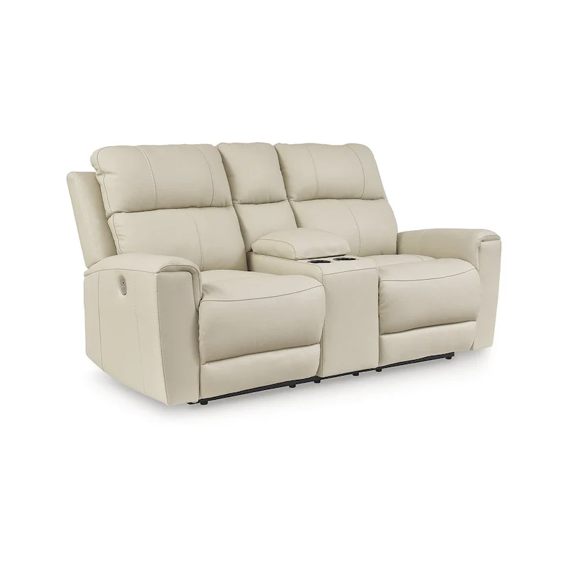 Signature Design by Ashley Dahlmoore Beige Power Reclining Loveseat with Console - 76 W x 42 D x 40 H