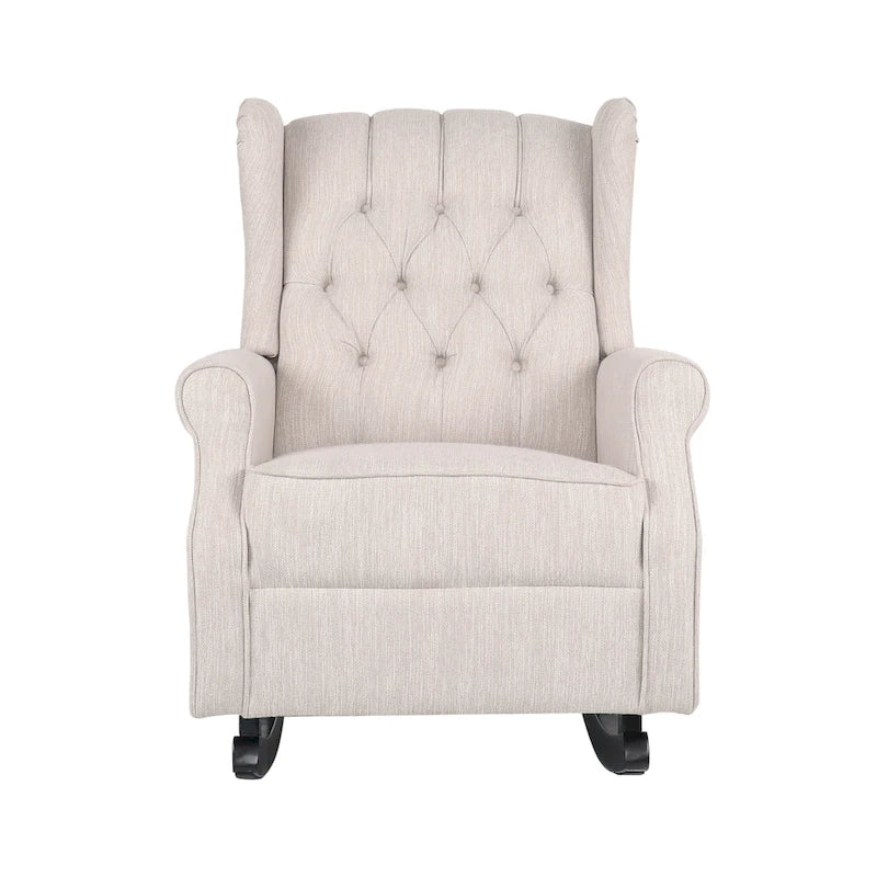 Dobles Fabric Tufted Wingback Rocking Chair by Christopher Knight Home
