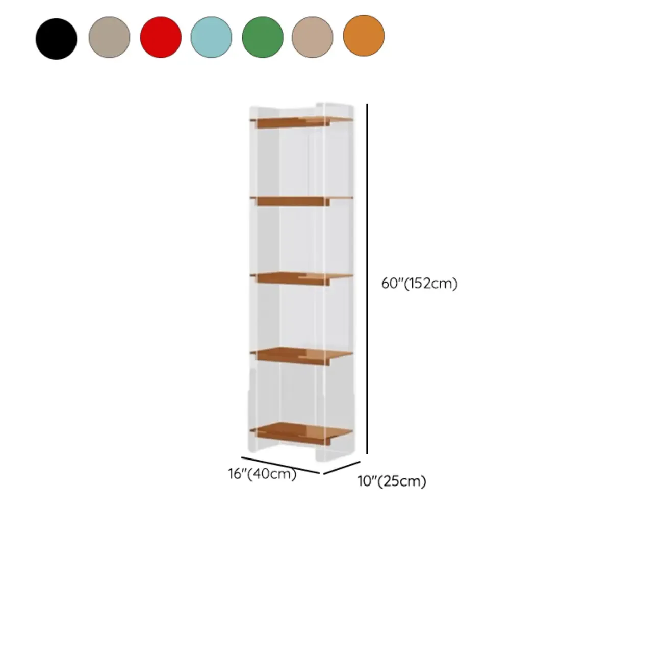 Minimalism Clear Acrylic 4-Tier Vertical Narrow Bookcase