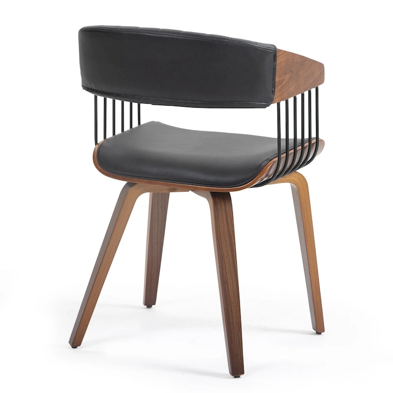 Beaumont Black Faux Leather Dining Chair with Walnut Wood Frame and Legs