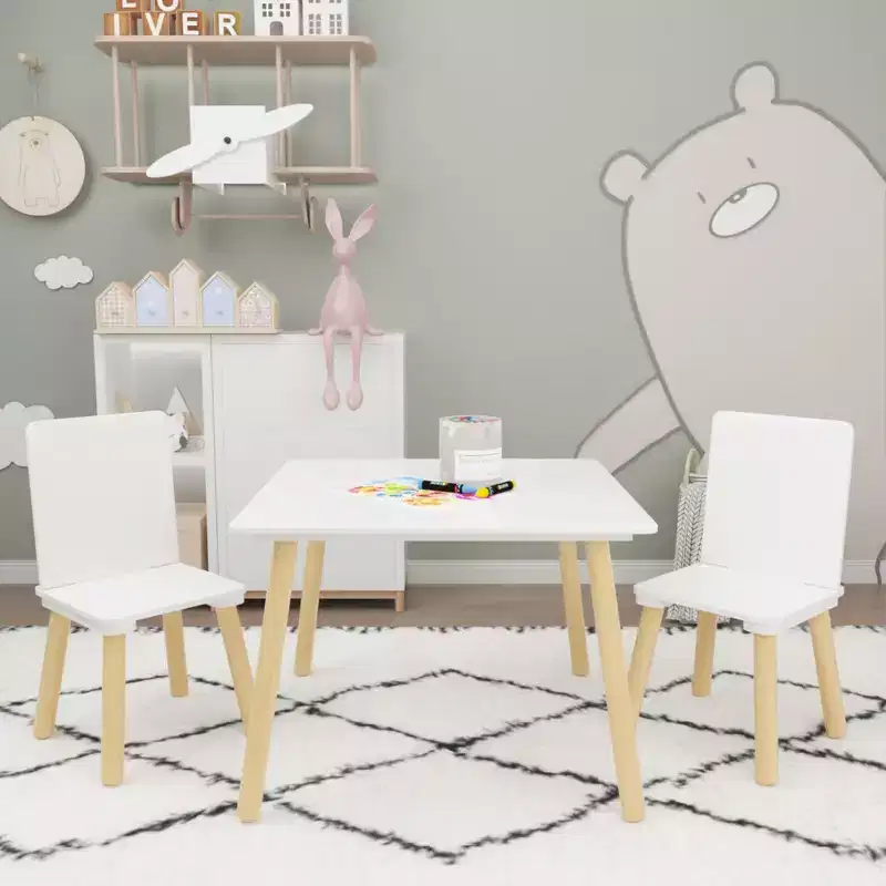 Kids Table and 2 Chairs Set, All-Purpose Toddler Desk for Study, Play, and Dining, Child-Safe Furniture for Home, Playroom, or Bedroom