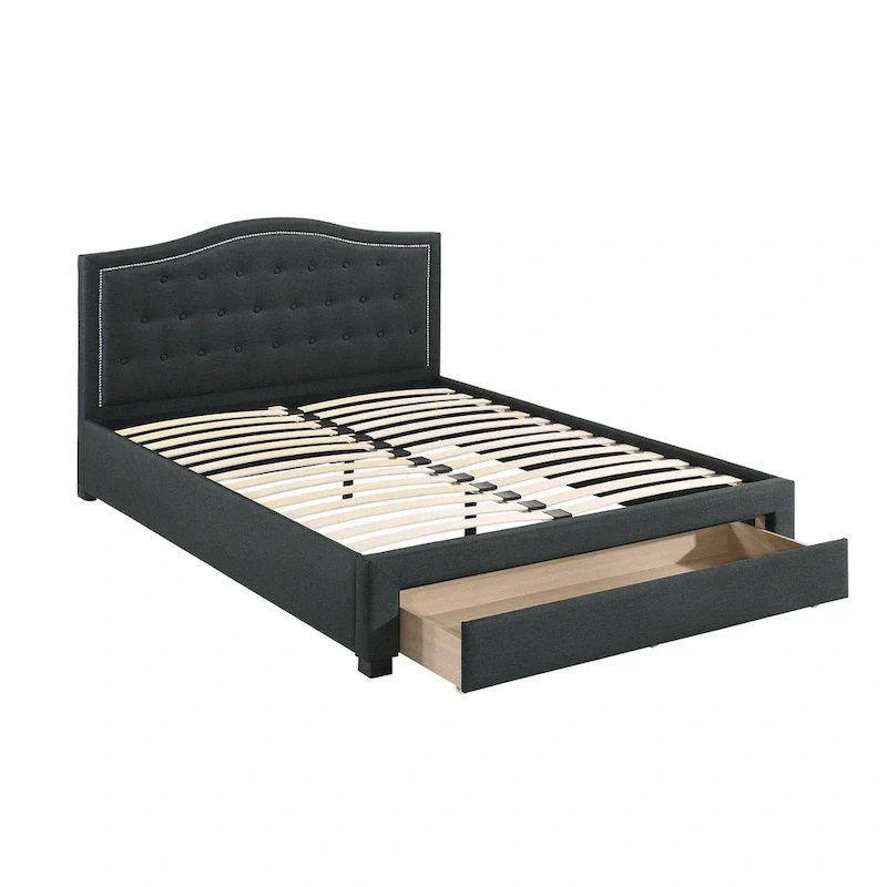 Fully Upholstered Eastern King Bed with 1 Underbed Drawer