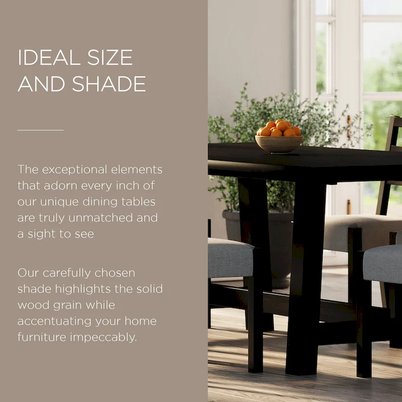 Maven Lane Yves Rectangular Wooden Dining Table in Weathered Black Finish