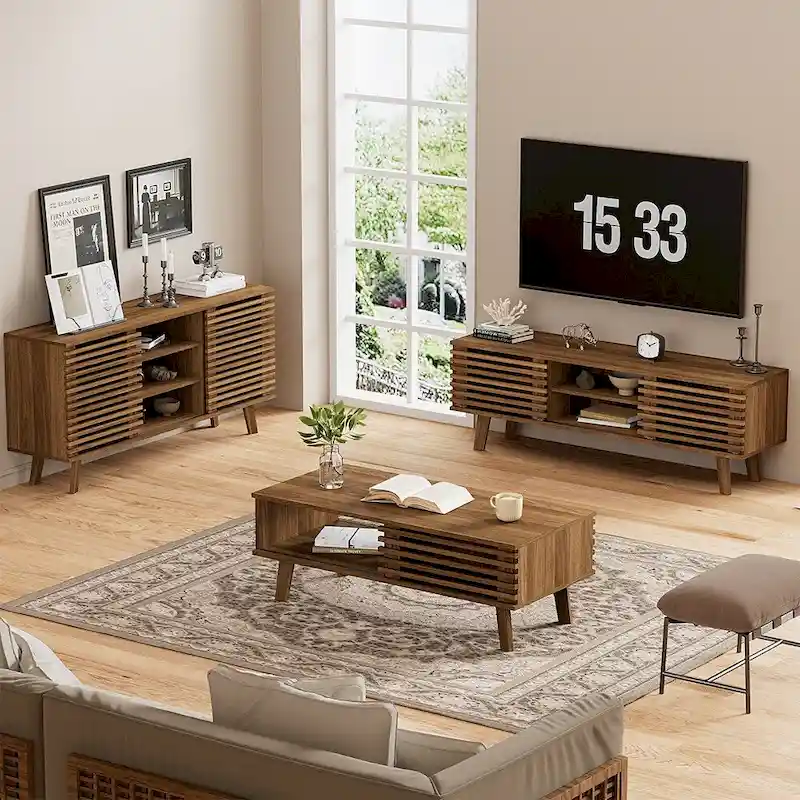 FURNIWAY Slatted Coffee Table