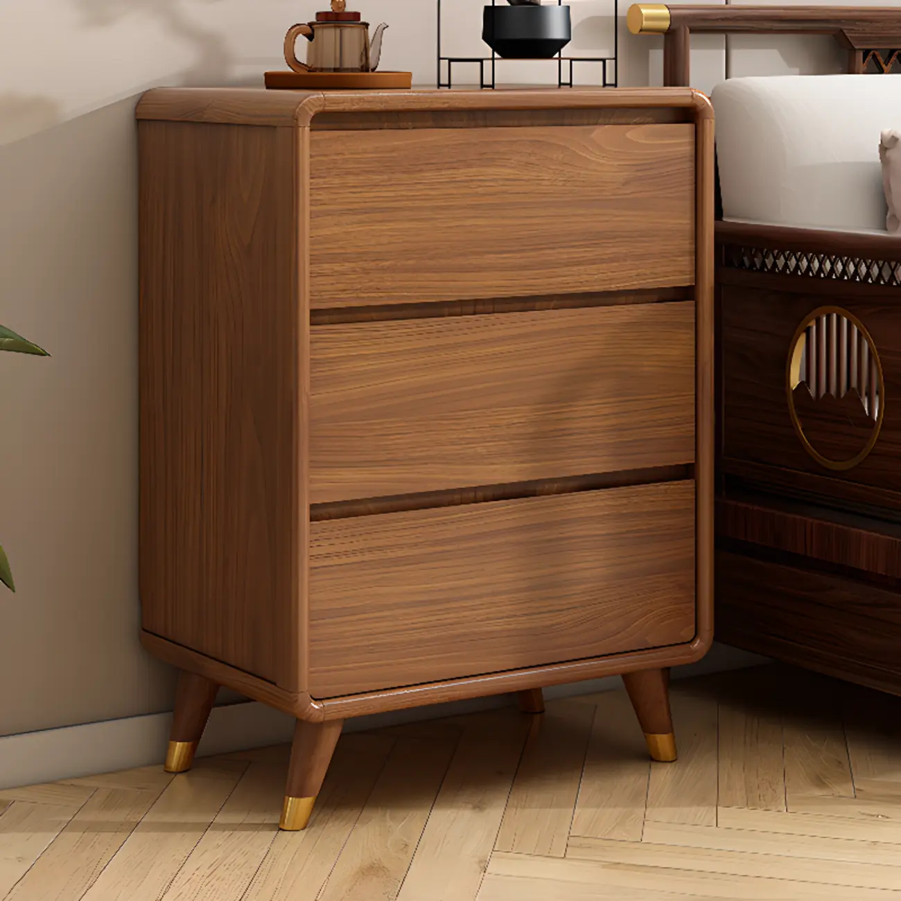 Cube Brown Wooden Console Chest in 8-Drawer
