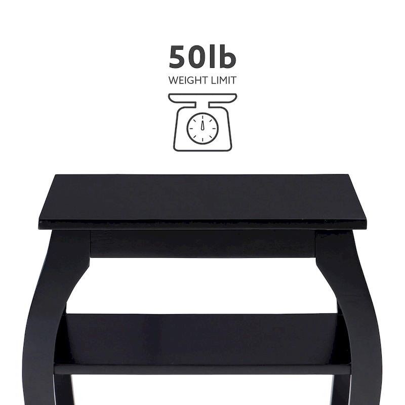 Ingrid Wood Farmhouse Side Table with 2 Shelves