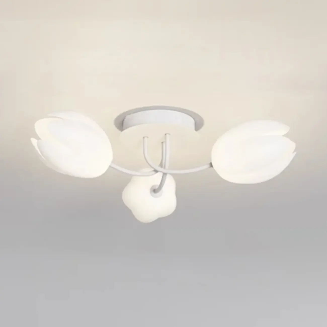 Minimalist Resin White Flower Semi Flush Mount Ceiling Light