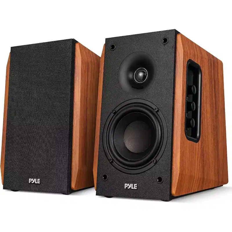 Pyle 80W Bookshelf Speaker  Home Theater Bluetooth Bookshelf Speaker System