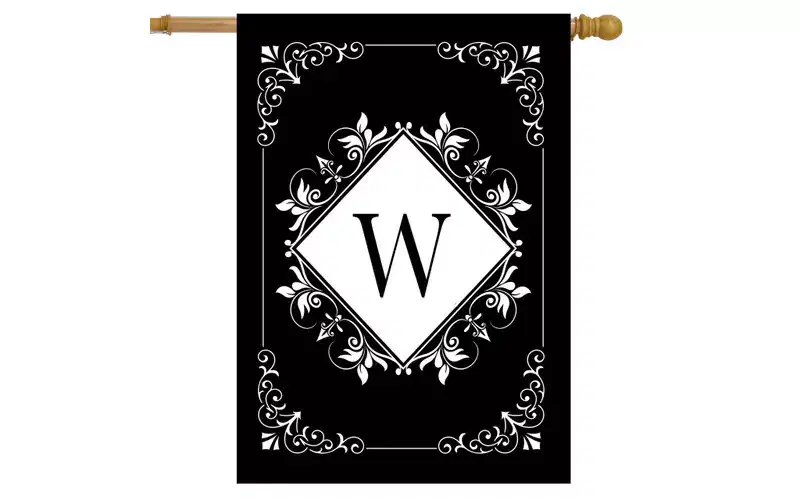 Briarwood Lane Everyday Double Sided House Flag 40x28 For Outdoor Black and White Monogram W House Flag