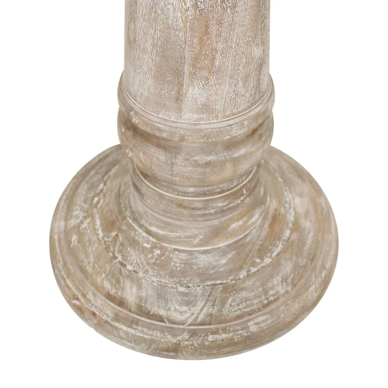 Natural White-Washed Round Mango Wood Side Table