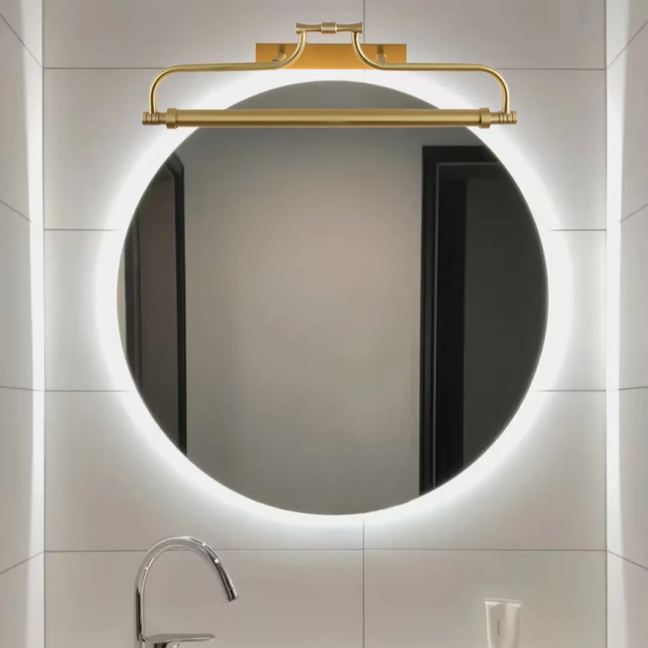 Geometric Gold Metal Vanity Light with LED