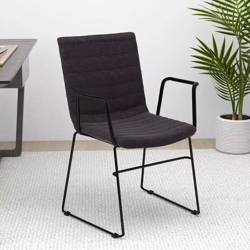 LeisureMod Ergonomic Office Chair Upholstered in Leather/Polyester with Powder-Coated Stainless Steel Frame Padded Seat and Back Zylar Collection