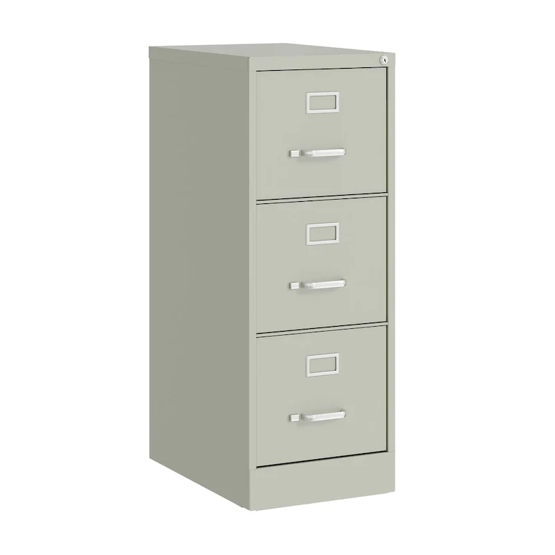 Vertical File Cabinet with Lock - Grey/Beige/Black, 3-Drawer