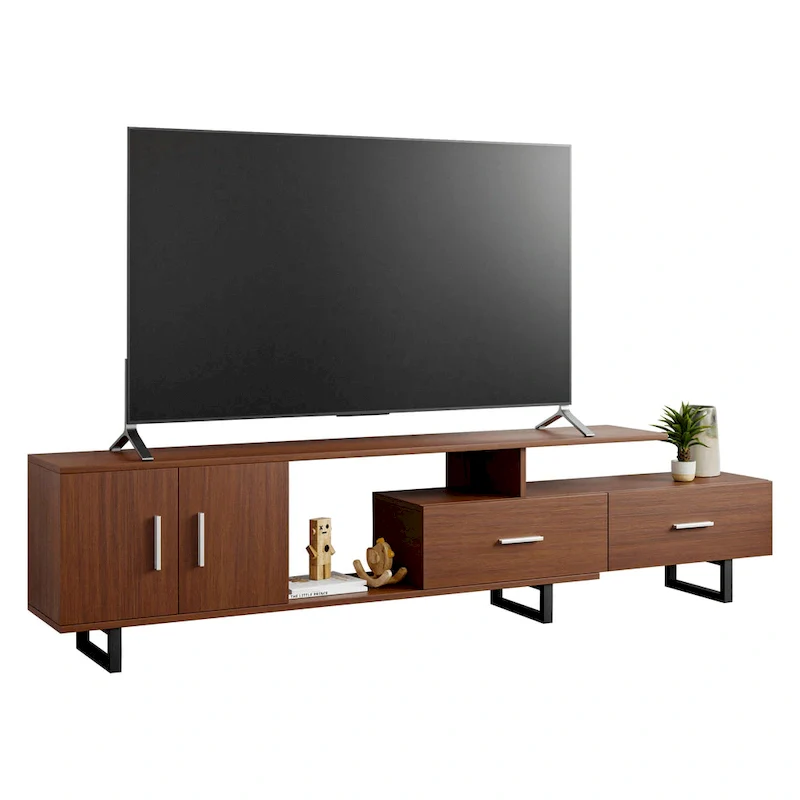 Avery 55-inch 2-Drawer 4-Shelf TV Stand in Steel