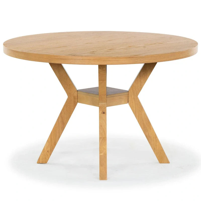 Natural Round Wood Dining Table, Seats 6