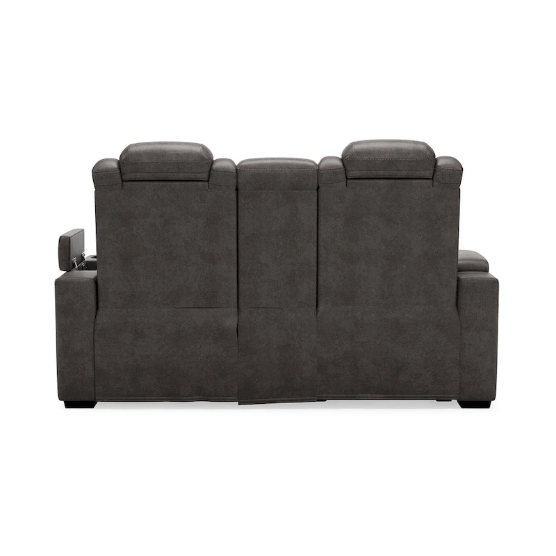 Signature Design by Ashley HyllMont Gray Power Reclining Loveseat with Console - 71.75 W x 39 D x 44 H