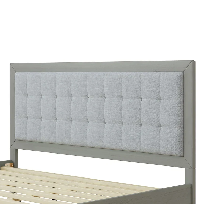 Christopher Knight Home - Emery Mid-Century Panel Bed Frame with Tufted Headboard