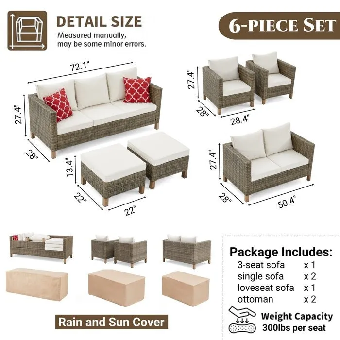 6 Piece Sectional Seating Group with Cushions