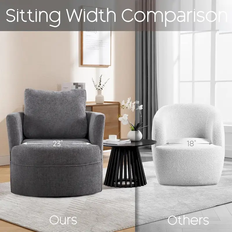 HOMYKA Swivel Accent Barrel Chair Round Arm Chair with Pillow Set 2