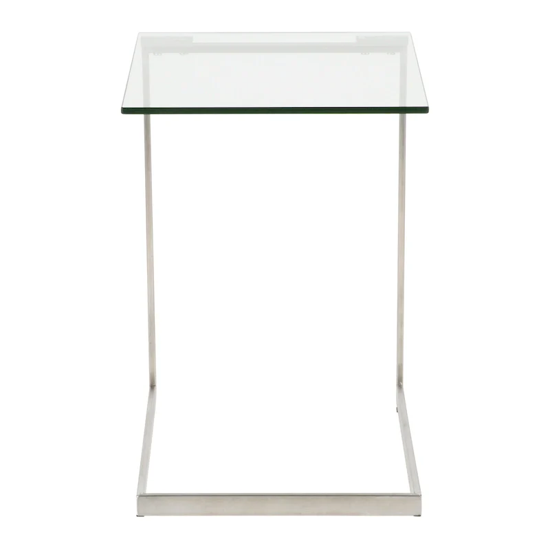 Stainless Steel / Black, Clear Glass End Table