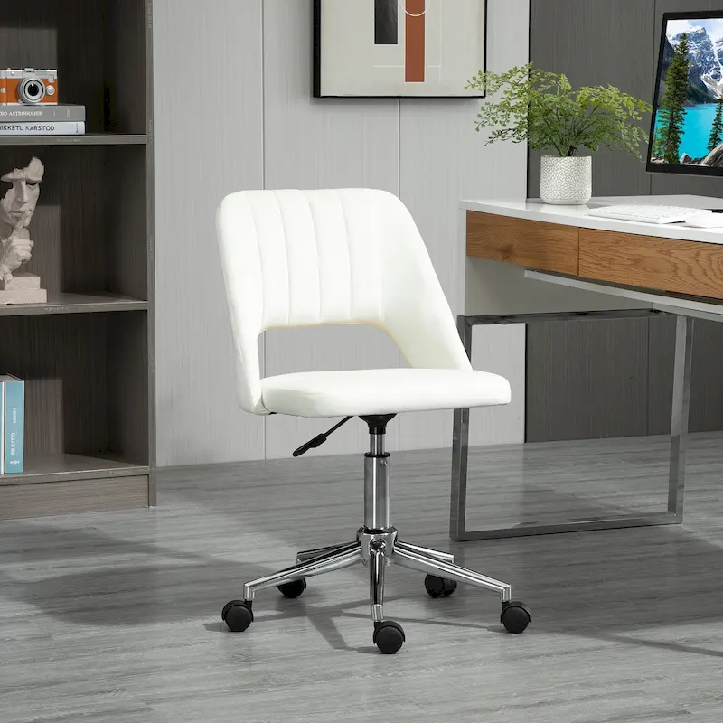 Vinsetto Modern Mid Back Office Chair with Velvet Fabric, Swivel Computer Armless Desk Chair