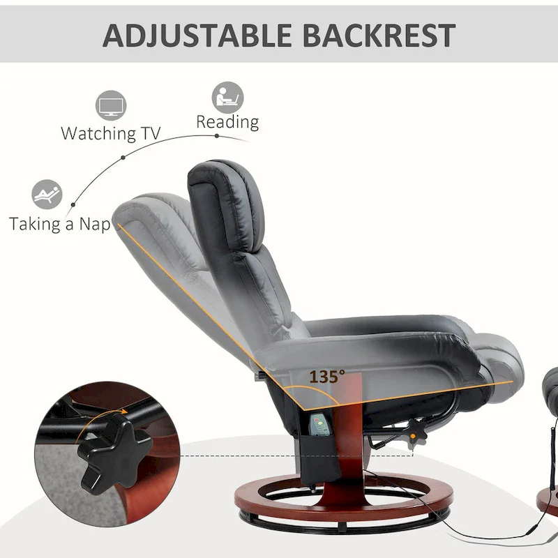 High Back Swivel Massage Recliner Chair with Ottoman