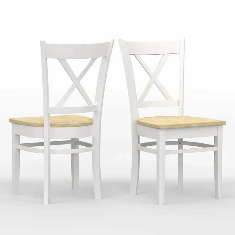 Round Drop-Leaf Dining Table with Cross Back Chairs - Natural Wood