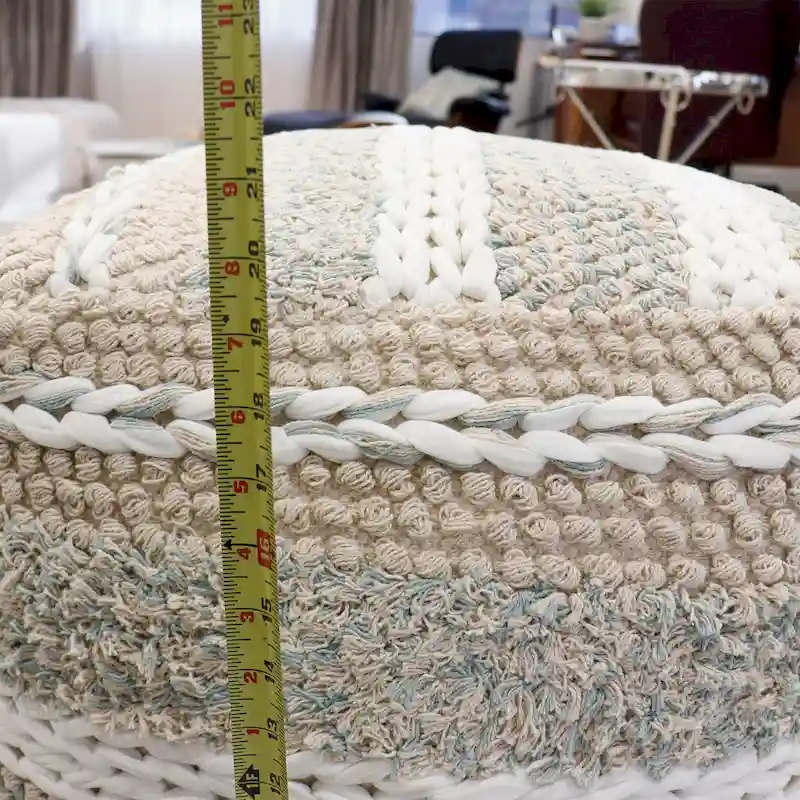 Pasargad Home Grandcanyon Braided Cotton Pouf, 20 Beige