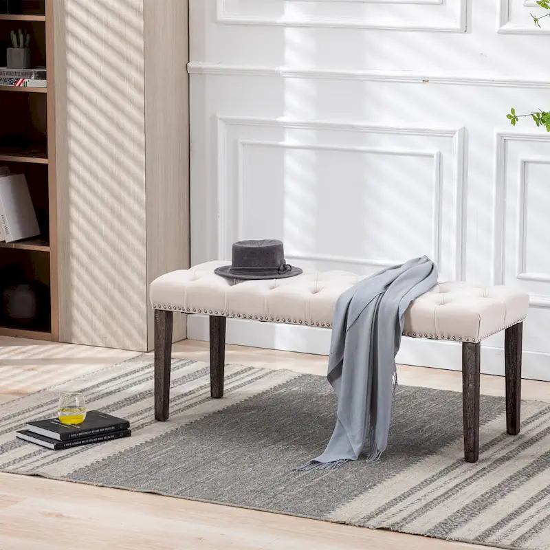 Upholstered Tufted Bench Ottoman Accent Bench