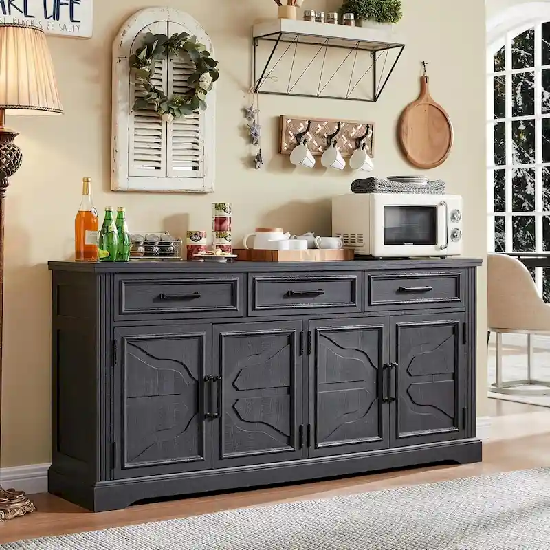 Farmhouse Buffet Sideboard Cabinet,Coffee Bar Wine Bar for Dining Room