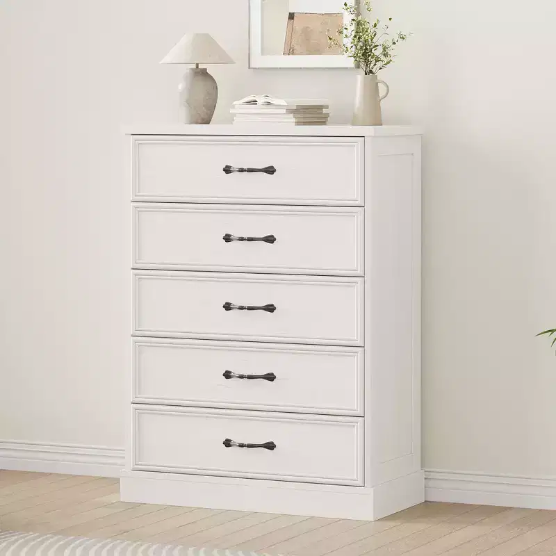 COZONY 5-Drawer Dresser, 43 Tall Wooden Chest w/ Large Drawers, Modern Storage Organizer