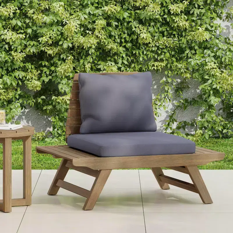 Christopher Knight Home Sedona Acacia Wood Outdoor Club Chair with Cushions Gray/Dark Gray