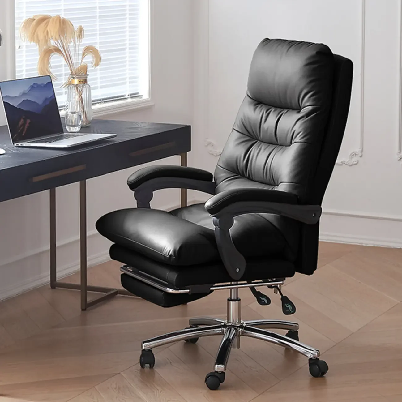 Upholstered Leather Recliner Adjustable Office Chair