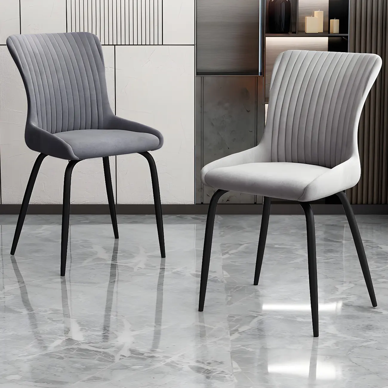 Industrial Dark Gray Armless Kitchen Dining Chairs