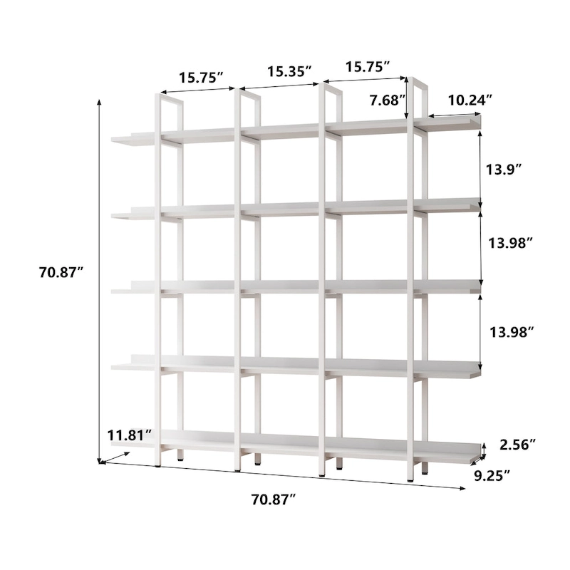 5 Tier Bookcase Home Office Open Bookshelf