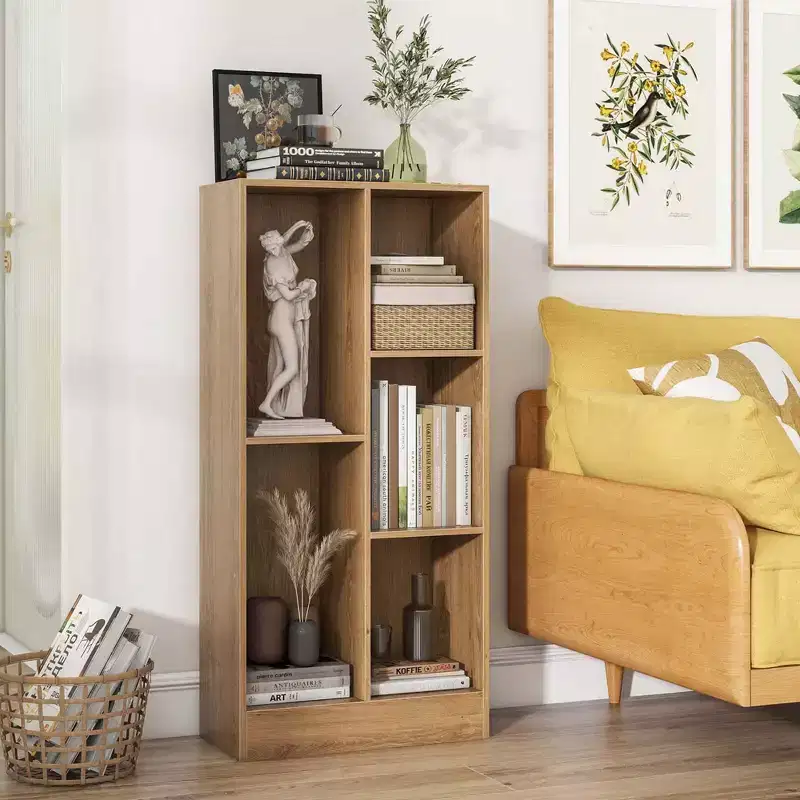 Costway 5-Cube Bookcase for Kids 41 Wooden Toy Storage Organizer for Kid's Room White/Natural