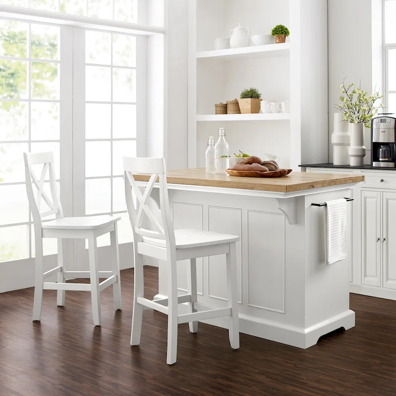 Crosley Julia Wood Top Island With X-Back Stools - 50 W x60 D x41 H