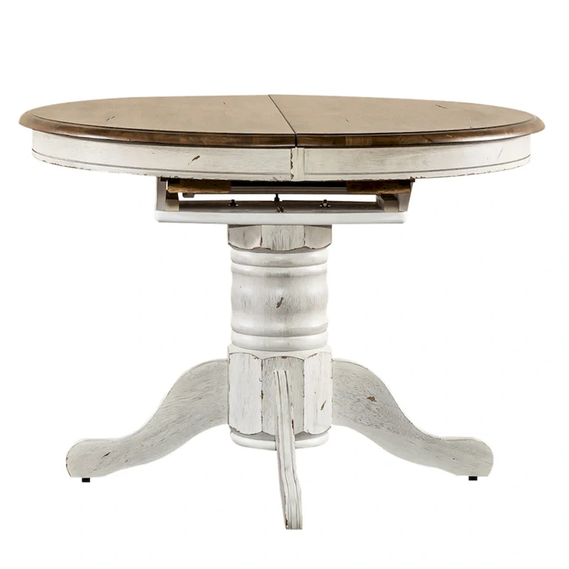 Carolina Crossing Antique Honey White Pedestal Table Set