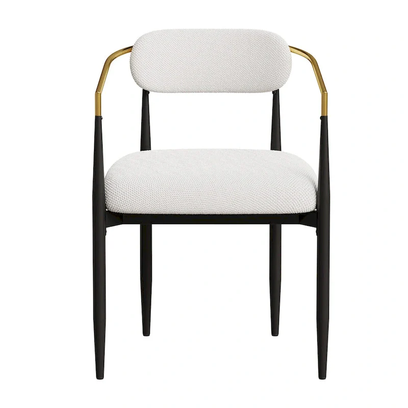 Set of 2 Dining Chairs with Teddy Velvet Upholstery and Metal Legs